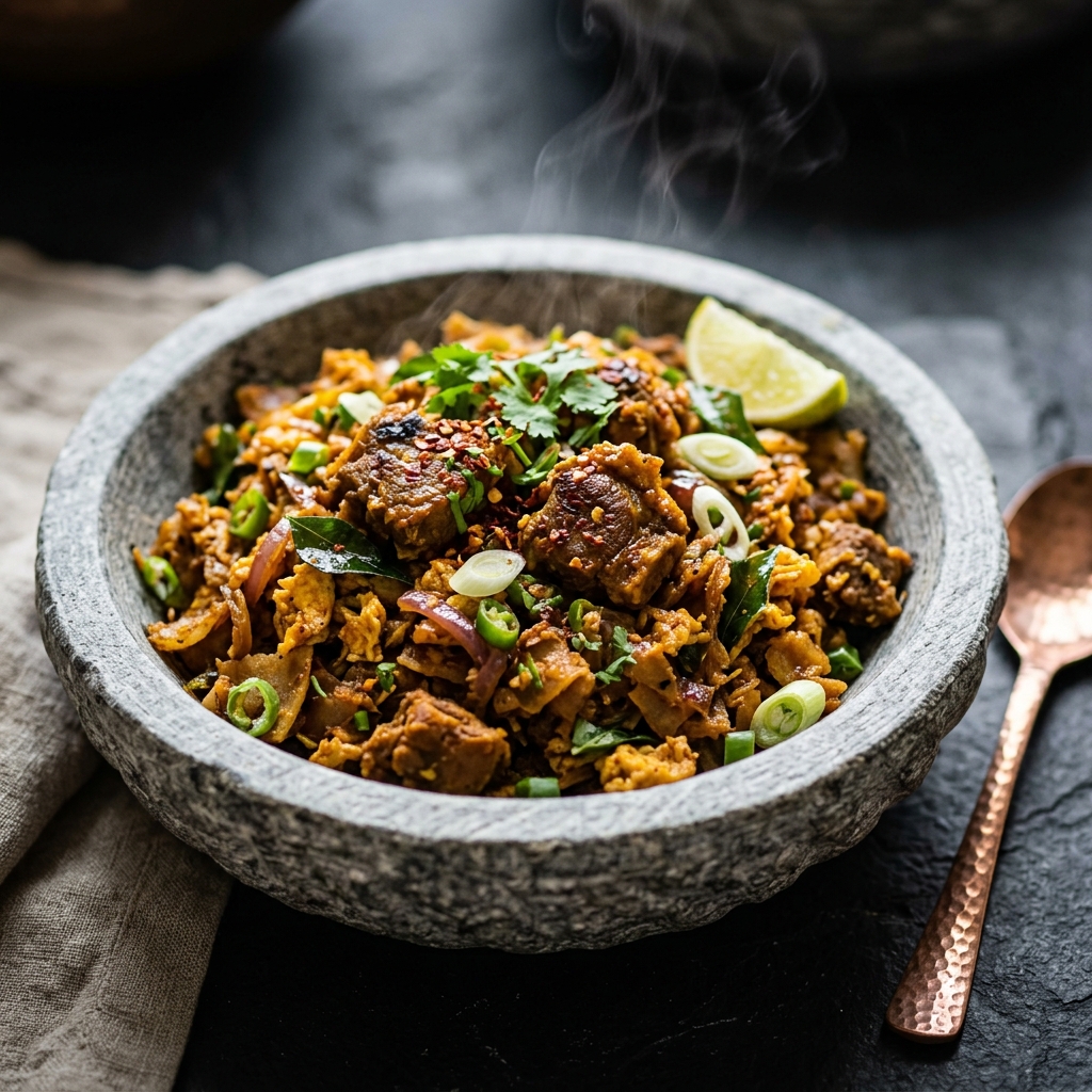 Authentic Ceylon flatbread griddle stir-fry